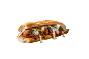 Delicious meatballs sandwich on transparent background png