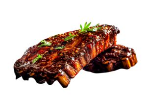 Tasty grilled pork ribs isolated on transparent background png