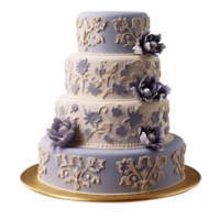 Beautiful purple fondant cake isolated on transparent background png