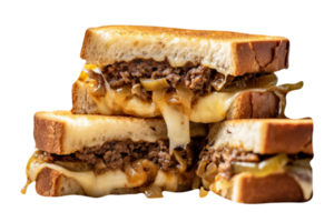 Tasty patty melt sandwich on transparent background png