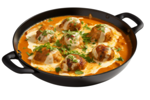 Fresh malai kofta dish isolated on transparent background png