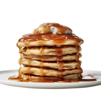 Stack of tasty pancakes with honey on transparent background png