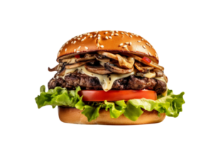 sabroso seta suizo hamburguesa en transparente antecedentes png