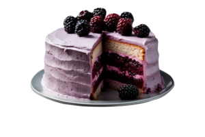 Fresh blueberries cake isolated on transparent background png