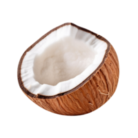 Fresh broken coconut isolated on transparent background png