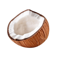 Frais cassé noix de coco isolé sur transparent Contexte png