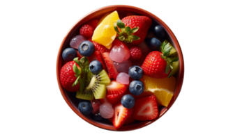 Tasty fruit salad bowl isolated on transparent background png