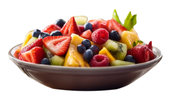 Tasty fruit salad bowl isolated on transparent background png