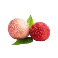 Fresh red lychees with leaf isolated on transparent background png