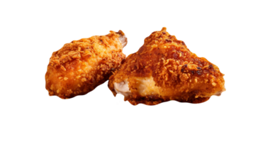 Tasty spicy fried chicken pieces isolated on transparent background png