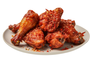 Tasty Szechuan fried chicken isolated on transparent background png