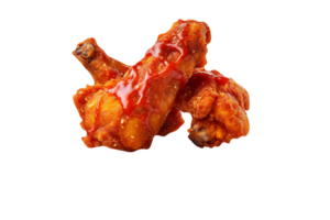 Tasty spicy fried chicken pieces isolated on transparent background png