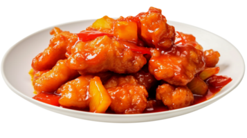 Fresh sweet and sour fried chicken isolated on transparent background png