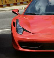 Closeup of Sleek Exotic Modern Sports Car photo