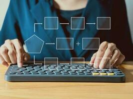 Business process with flowcharts Organizational and management hierarchical management model, processing is schematic. photo