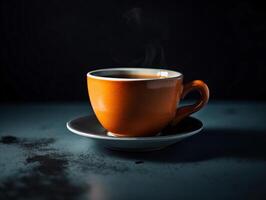 3D Render of Coffee Cup on Table Background, photo