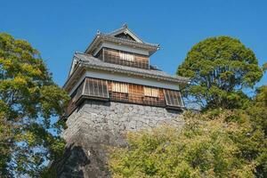 debajo construcción kumamoto castillo después tierra terremoto, kumamoto, kyushu, Japón foto