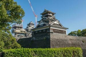 debajo construcción kumamoto castillo después tierra terremoto, kumamoto, kyushu, Japón foto