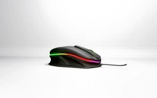 Computer mouse 3d image, mouse mockup model on white background, Black Color computer mouse photo