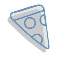 Pizza flat icon on white background for web design, mobile app. Outline pizza icon in gray color with shadow vector