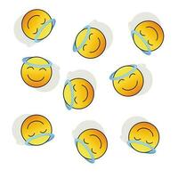 The cute background design is filled with happy smiley stickers that can be used in various cheerful and fun design elements. Banner, poster, etc. design element vector