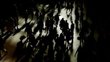 Pedestrians walking on crowded urban street commuting to work video