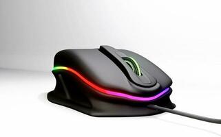 Computer mouse 3d image, mouse mockup model on white background, Black Color computer mouse photo
