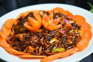 Tasty fried brinjal stock image photo