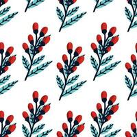 red flower seamless vector pattern hand drawn in white background