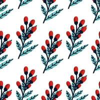 red flower seamless vector pattern hand drawn in white background