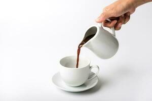 cup of coffee over white background. breakfast photo