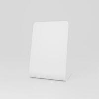 Blank white tent card mockup, 3d rendering isolated on  white background photo
