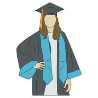 Front view of women celebrating graduation in relaxed poses vector