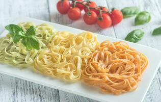 Colorful pasta closeup photo