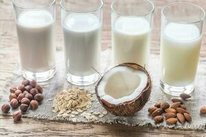 Different types of non-dairy milk photo