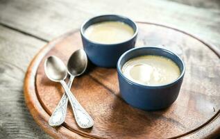 Creme caramel in the pots photo