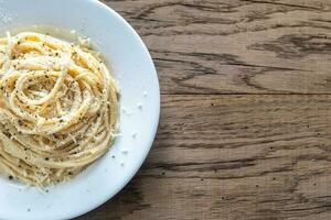 Cacio e Pepe - spaghetti with cheese and pepper photo