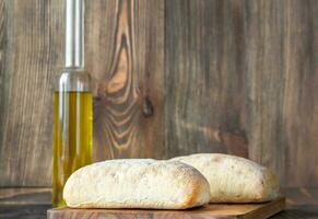 Ciabatta with olive oil photo