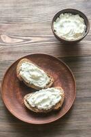 Toasts with cream cheese photo