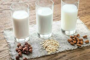 Different types of non-dairy milk photo