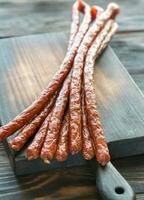 Smoked kabanosy sausages photo