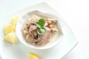 Codfish liver with lemon photo