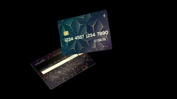 credit card bank card for Online payment Cash withdrawal Animation video transparent background with alpha channel.