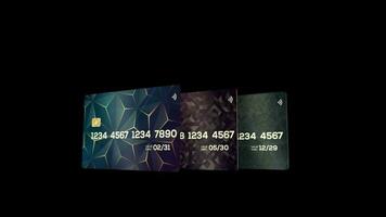 crédit carte banque carte pour en ligne Paiement en espèces Retrait animation vidéo transparent Contexte avec alpha canaliser. video