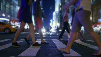 Pedestrians walking on crowded urban street commuting to work video