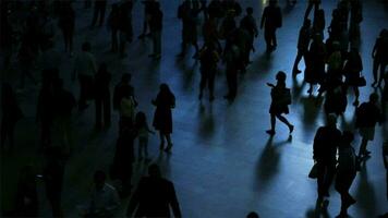 Pedestrians walking on crowded urban street commuting to work video