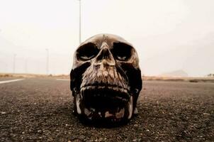 Miniature skull on the ground photo