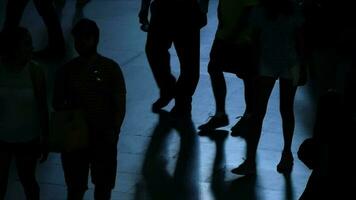 Pedestrians walking on crowded urban street commuting to work video