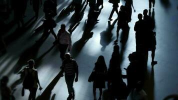 Pedestrians walking on crowded urban street commuting to work video