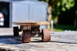 Vintage wooden skateboard photo